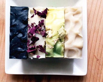 Gift Her Soap {FOUR(4) x  FULL bars} Hand-picked, Organic, Face + Body | Wedding | Favor | Shower | Holiday | Gifts