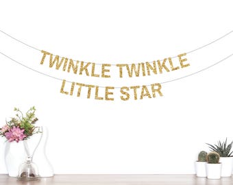 Twinkle Twinkle Little Star Banner, Star Banner, Birthday Banner, Baby Shower Banner, Star Party Decorations, Star Garland, Glitter Banner