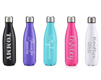 Personalized Water Bottles, Bridesmaid Gifts, Groomsmen Gifts, Hot Cold Insulated Thermos, Engraved Gifts
