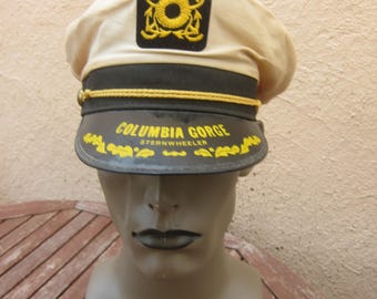 Size 6 7/8 to 7 1/2 (Adjustable) ** Wonderful 1950s Columbia Gorge Captain's Hat