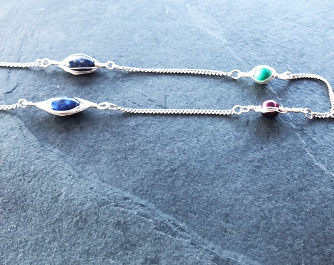 Long blue boho necklace, Long Boho necklace, Jewelry Popular tassel necklace, Blue necklace