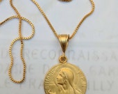 Necklace - Saint Mary Magdalene 25mm Medal Necklace - 18K Gold Vermeil + 18 inch Gold Plated Chain