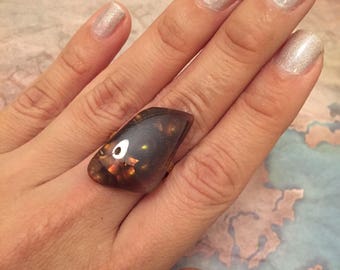 Inner Light. Bold Fire Agate Ring. Raw Gemstone Ring. Freestyle Unique Jewelry. Courage, Protection and Strenght Stone. Fire Agate Jewelry