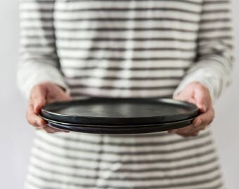 Serving Plate, Black Tray, Ceramic Handmade Plate, Ceramic Tray, Serving Platter, Decorative Plate, Black Decor, Housewarming Gift