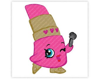 Shopkins, Lippy, Lipstick, Hearts, Makeup, Brush, Illustration, TShirt Design, Cut File, svg, pdf, eps, png, dxf