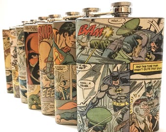 Superhero Flask - Hip Flask Personalized Gift - Groomsmen Flask - Wedding Favor - Birthday Gift - Travel Gifts - Bachelor Gift - Geek Gift