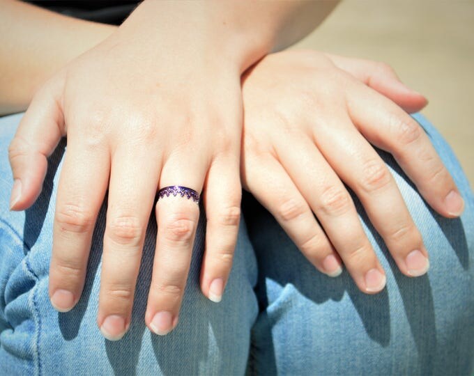 Dainty Purple Crown Ring, Purple Princess Crown Ring, Princess Ring, Tiara Ring, Queen Ring, Purple Ring, Purple Princess Ring, Purple Ring
