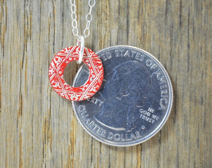 Moroccan Coin Necklace, Red Coin Necklace, Coin Art, Morocco, Silver Coin, Moroccan Art, Boho Necklace, Two-Sided, Coin Charm, Charm