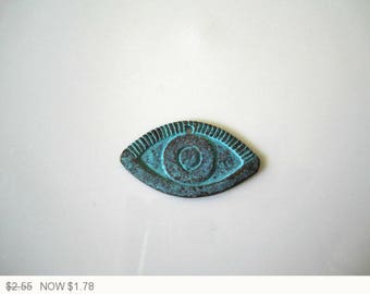 ON SALE Mykonos Patina Eye Button Green Patina Casting Beads Green Patina Mykonos Evil Eye Mykonos Copper Eye 30mm (1 pc) 33V11