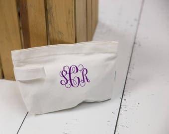 Bridesmaid Makeup Bag, Bridesmaid Gift, Monogram Canvas Cosmetic Bag, Personalized Bridesmaid Makeup Bag, Bridal Party Gift, Wedding Makeup