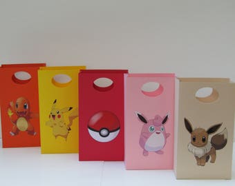 10 Pokemon Party Favor Bag - Candy /Treat Bag – Pokemon Goody - Pokemon Gift Bag – Pokemon Boy/Girls Birthday - Pokemon Classroom Favor Bag