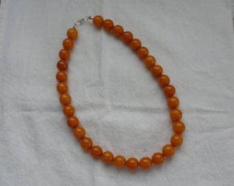 ON SALE 1930's BAKELITE Beaded Necklace/c1939/1/2" Diameter Uniform Bakelite Beads/Gorgeous Butterscotch Beaded Necklace With some Egg Yolk