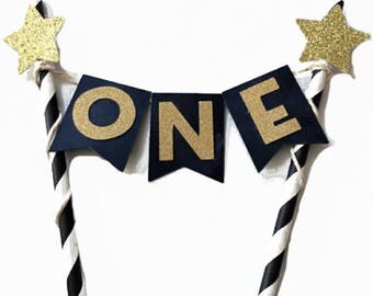 Black and Gold Birthday Cake Topper, Mr.Onederful, 1st Birthday, Cake Bunting, Cake Topper, Boy Birthday Cake Topper, One