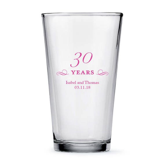 Set Of 36 Anniversary Pint Glasses Personalized Drinking 6249