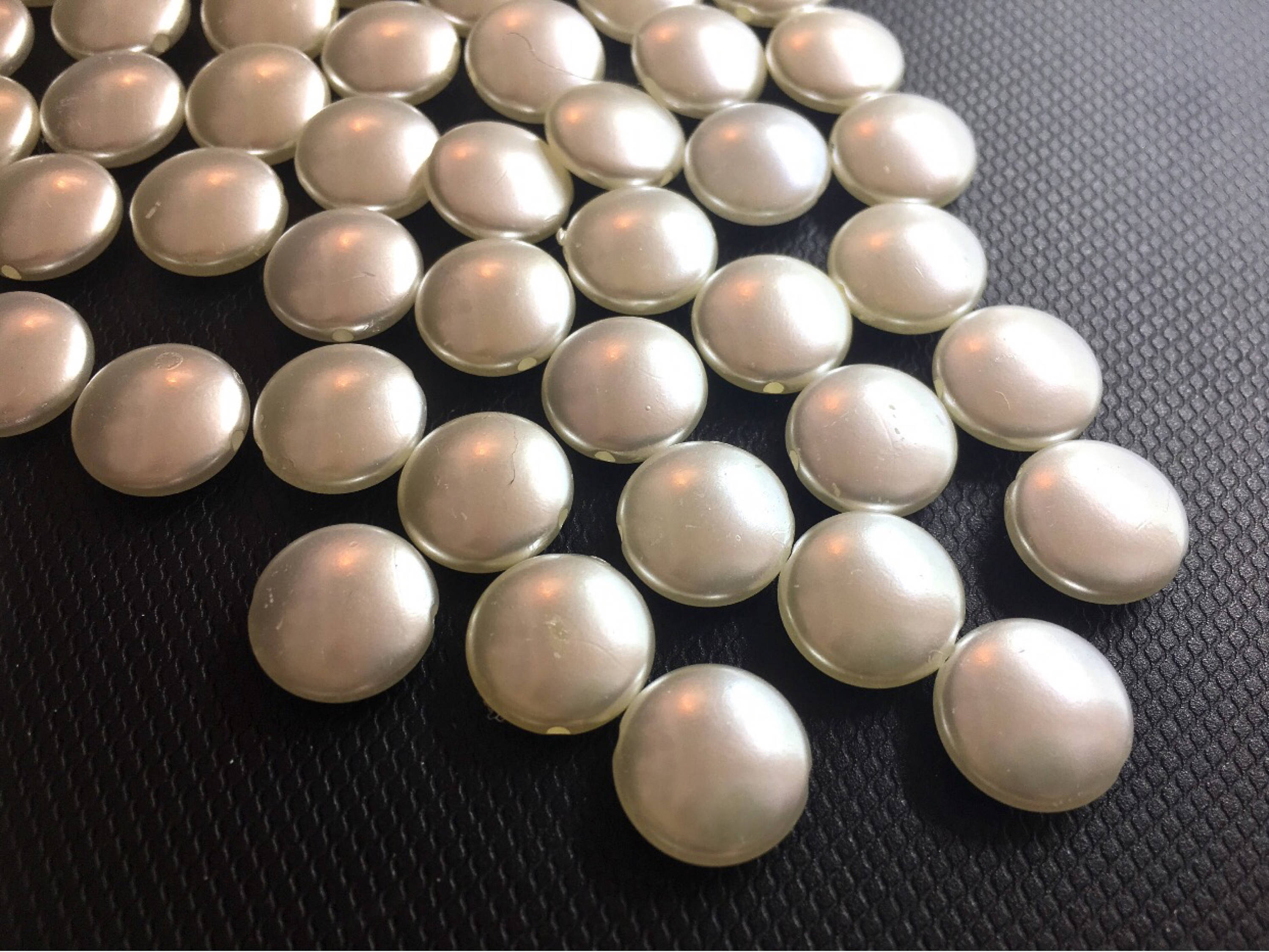 14mm Pearl Round Beads Cream Beads circular shimmer beads