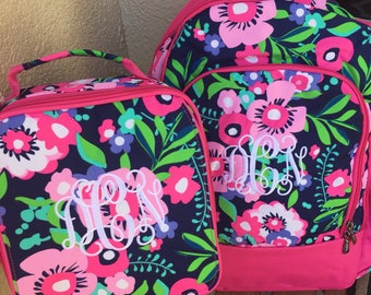 IN STOCK Monogrammed Backpack and Lunchbox, Posie Backpack and Lunchbox