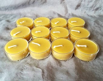 100% beeswax tealights, natural beeswax tea light candles, honey scented candle, no soot candle, gift for teacher, candle lover, bath candle