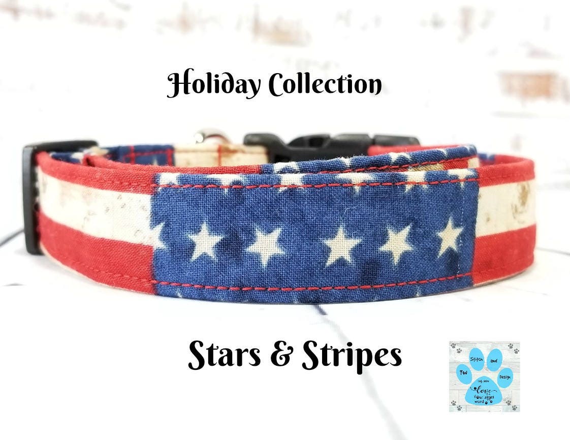 USA Custom Dog Collar American Flag Dog Collar Stars and