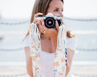 Floral Camera Strap- Nikon Camera Strap- Camera Strap- Scarf Camera Strap- Crossbody Camera Strap- Birthday Gift for Her- DSLR Camera Strap