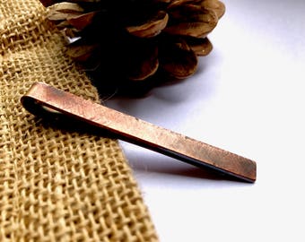 Copper Tie Clip Textured Finish Distressed Look Wedding Gift for Groom Ushers Best Man and Groomsmen Anniversary Father's Day Valentine Gift