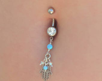 belly button ring handmade piercing leaf tiny navel jewelry