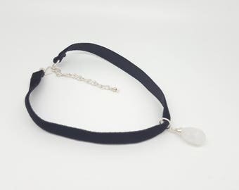 Moonstone Choker, Rainbow Moonstone Choker, Moonstone Necklace, Moonstone Pendant, Gothic Choker, Wirework Jewellery, Velvet Choker