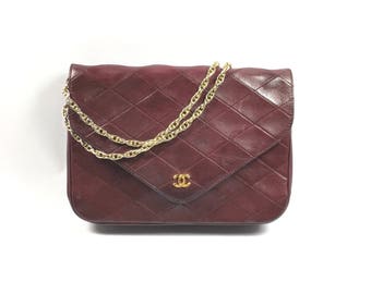 Authentic Chanel bag. Chanel shoulder bag. Vintage Chanel bag. Chanel flap bag. Burgundy Chanel bag. Chanel classic bag. Chanel quilted bag