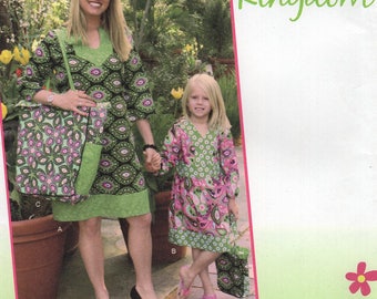 Simplicity 2062 Free Us Ship Sewing Pattern Daisy Kingdom Mother Daughter Matching Dress Huge Tote Bag Purse Size 6/24 3/8 Uncut New FF