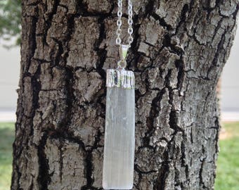 Selenite Pendant with 18" Chain, Selenite Necklace