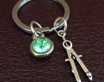 Compasses Keychain, Compasses Key Chain, Compasses Charm, Compasses Pendant, Architect Gifts, Engineer Gifts, Math Teacher Gifts, Geometry