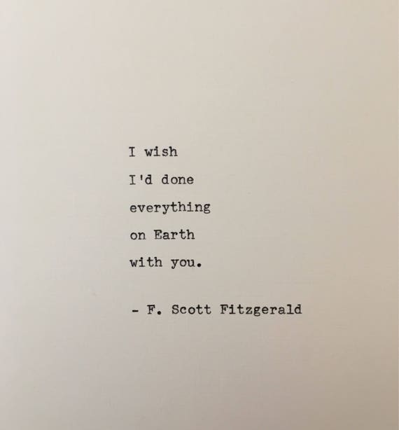 F. Scott Fitzgerald love quote hand typed on antique