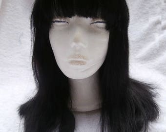 100% Brazilian Human Hair Wig Long Black With Bangs