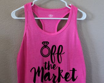 Off the Market pink tank top with black vinyl