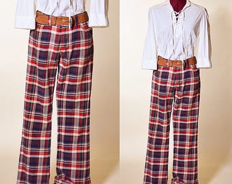 checkered bell bottom pants