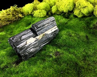 Raw Rough Shiny Black Tourmaline Quartz & Mica 3 3/4" Log Schorl 12.1 oz. A12204
