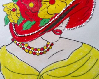 drawing woman in Hat