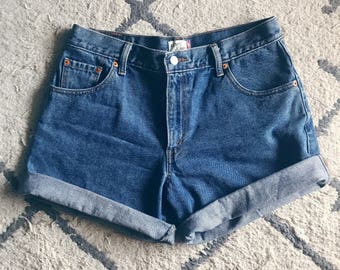 Levis High Waisted Cuffed Denim Shorts Rolled Up Denim Shorts