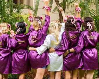 Bridesmaid Robes Set of 6, Satin Bridesmaid Robes, Bridal Party Robes, Personalized Bridesmaid Robes, Bridesmaid Gifts, Monogrammed Robes