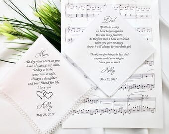 Wedding Hankerchief, Wedding Hankie Set, Wedding Handkerchief, Father of the bride Handkerchief,Mother of the Bride Handkerchief #2