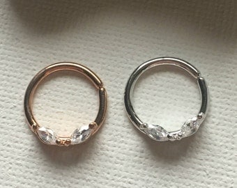 Bendable Septum Ring, Crystal Septum Ring, Septum Ring, Surgical Steel Septum, Rose Gold Septum Ring, Silver Septum Ring, Septum 16g