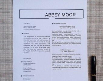 CV Template, Modern Resume Template, Instant download CV Template with Cover Letter, Simple CV Template
