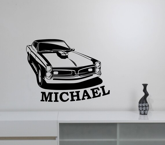 Custom Name Muscle Car Wall Decal American Retro Auto Roadster
