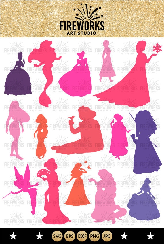 Download Disney Princess Silhouettes svg file Disney Princess Clip