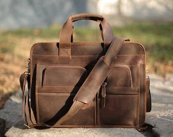 Light Brown Leather Messenger bag/ Leather Shoulder Bag/ Leather Briefcase / Leather School Bag/ Leather Mens Bag/ Personalized bag