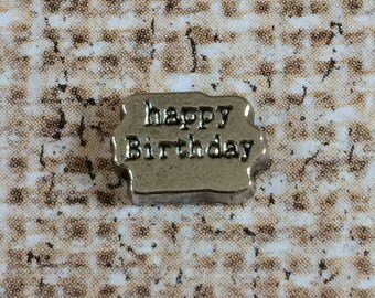 HAPPY BIRTHDAY // Memory Locket Charm // Floating Memory // Living Locket Jewelry // In Memory // Text Tile Charm