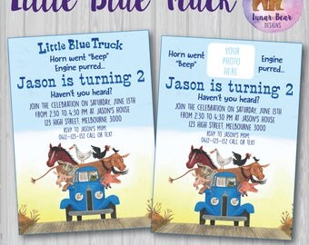 Little Blue Truck Invitation, Little Blue Truck Invite, Little Blue Truck Birthday Party, Little Blue Truck Party, 2nd Birthday 1st Birthday