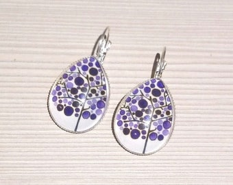 Silver Earrings, Lilac Earrings, Purple Earrings, Drop Earrings, Lightweight Earrings, Cabochon Earrings, Pendant Earrings, Gift for You.