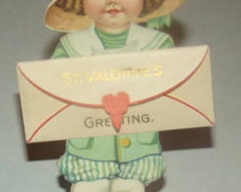 Nice Vintage Stand Up Valentine Of Little Girl