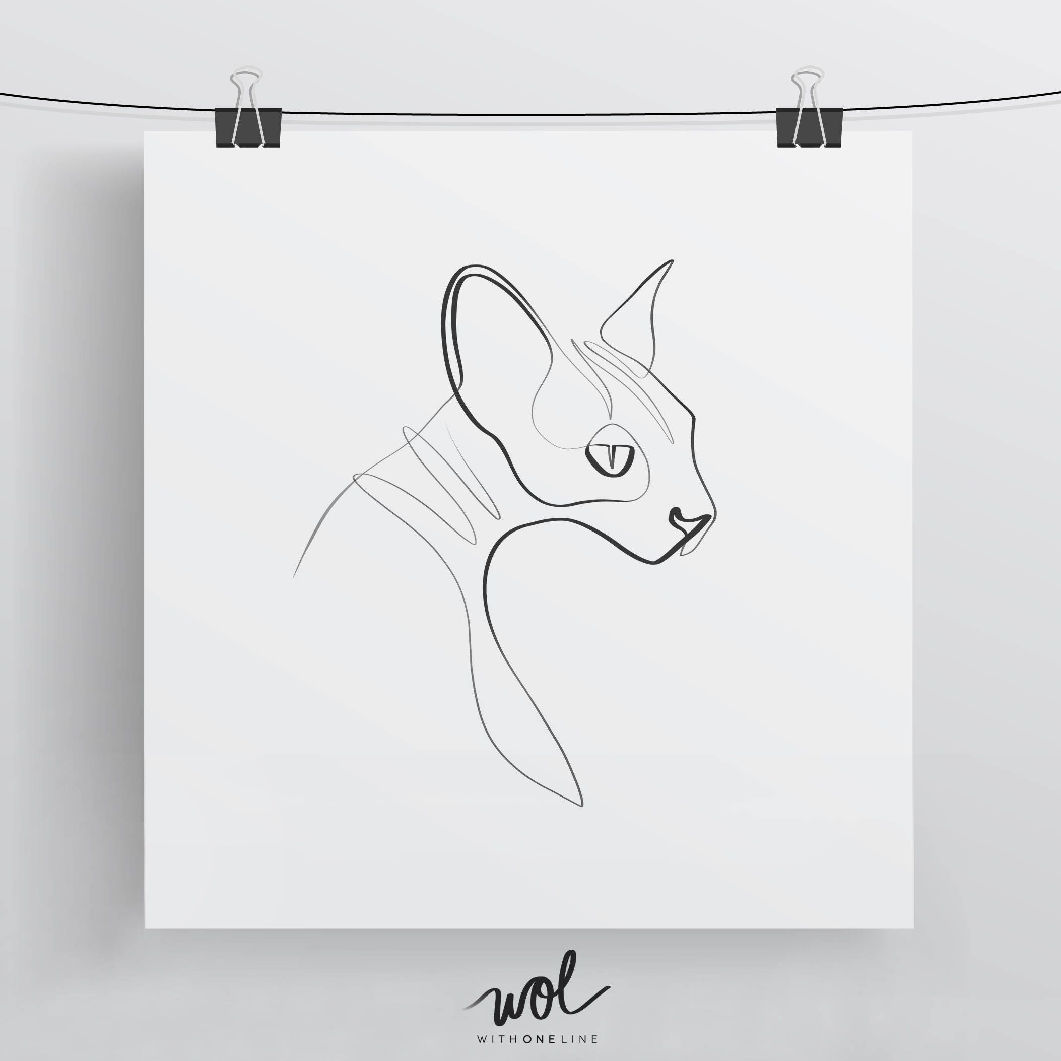 Sphynx Cat Art Cat Print Cat Gift Ideas Cat Line Drawing