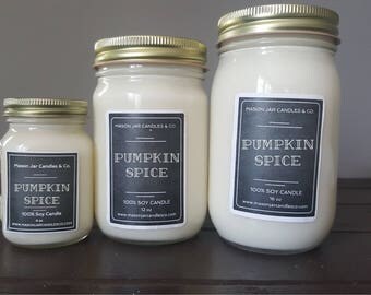 Pumpkin Spice Candle, Pumpkin Soy Candle, Autumn Candle, Fall Candle, Soy Candle, Organic Candle, Mason Jar Candle, Mason Jar Soy Candle